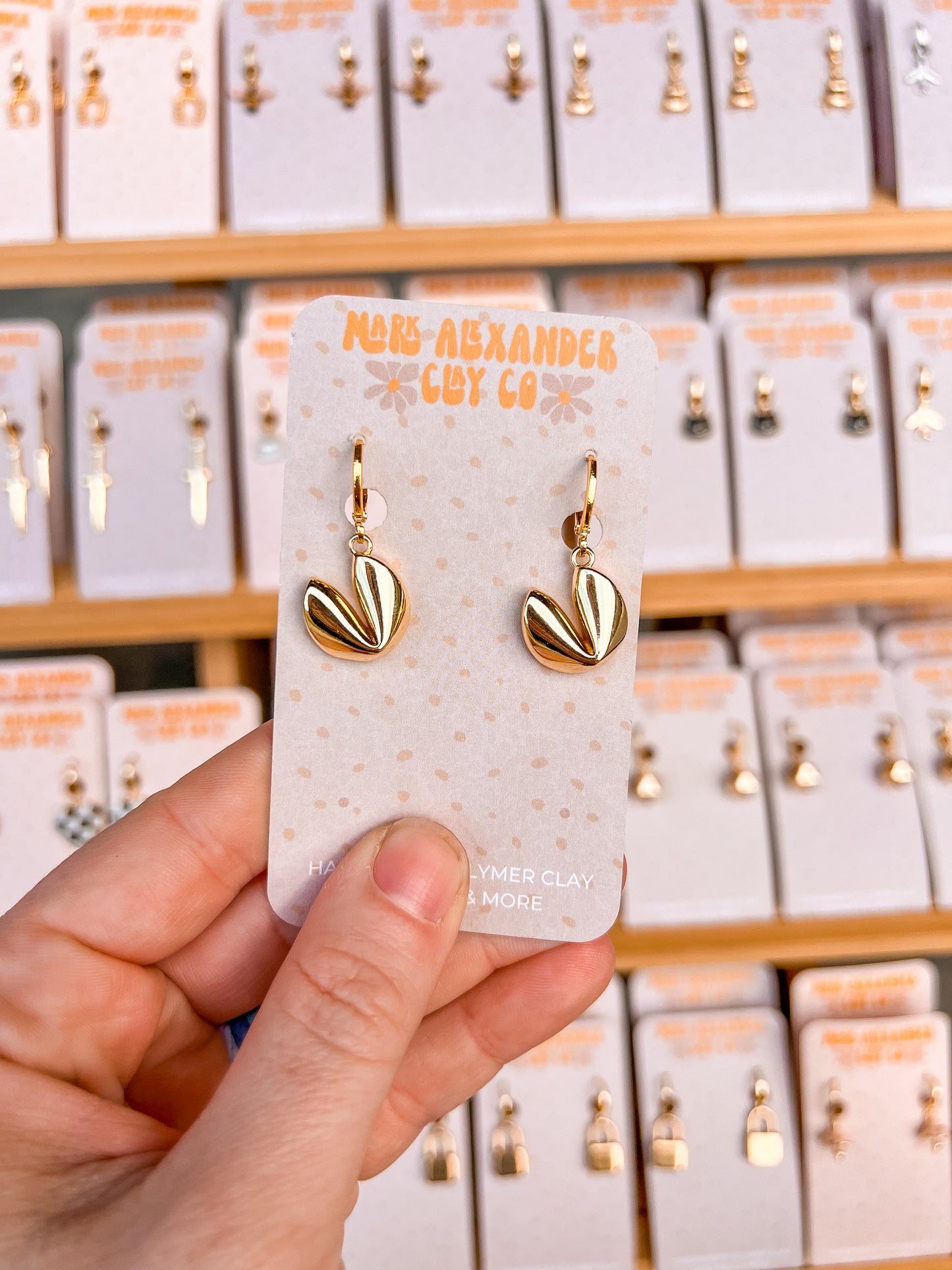 Gold Plated Fortune Cookie Huggies