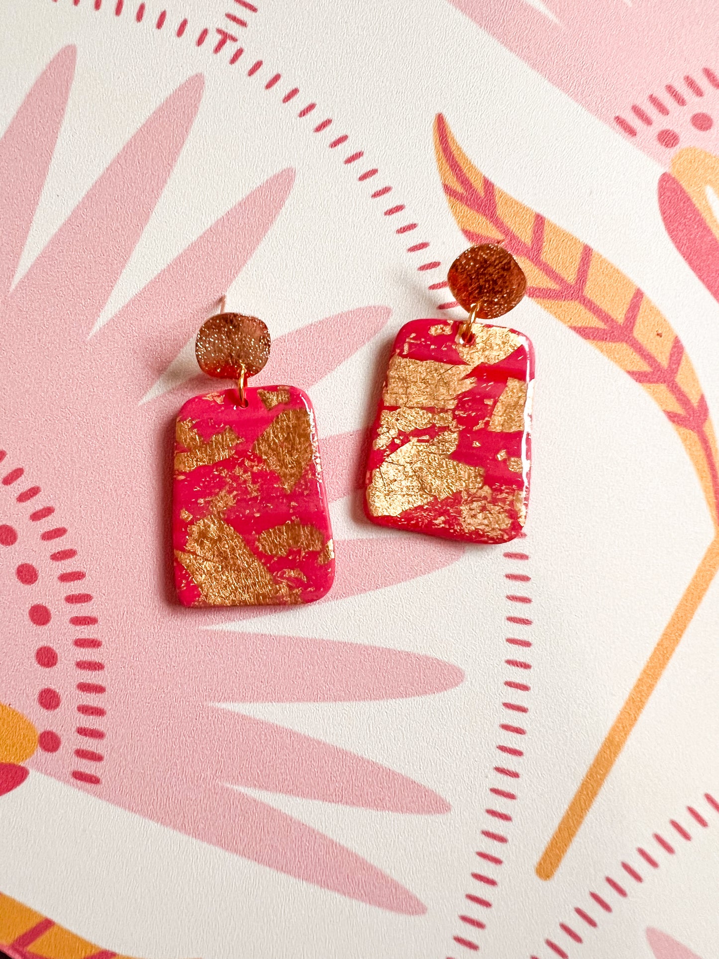 Gold Flaked Pink Dangles