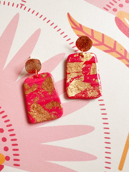 Gold Flaked Pink Dangles