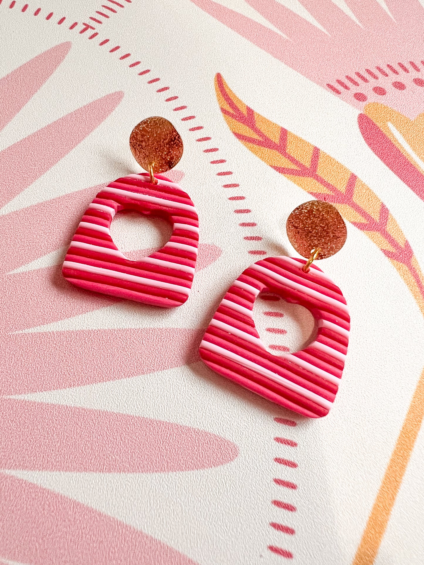 Striped Dome Heart Dangles