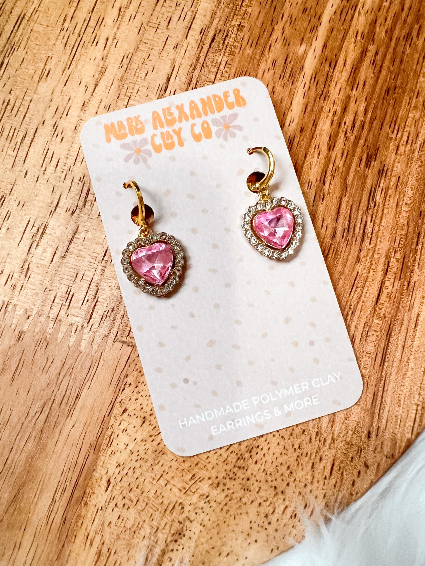 Gold Platted Rhinestone Heart Huggies