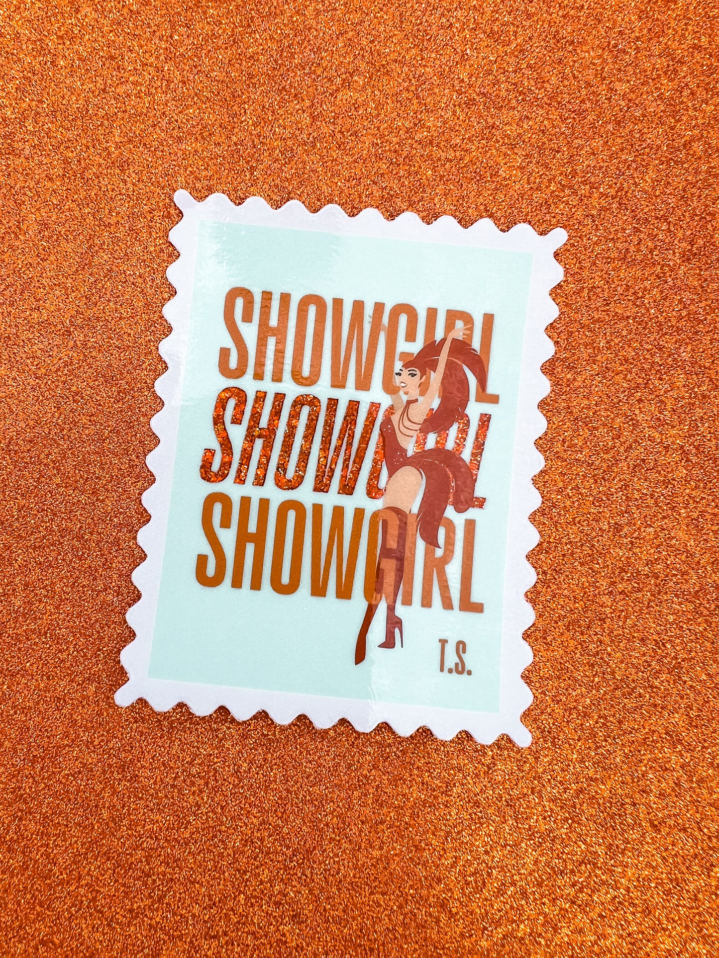Showgirl Stamp Glitter Sticker