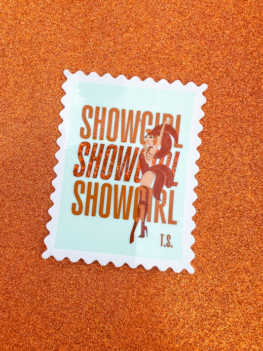Showgirl Stamp Glitter Sticker