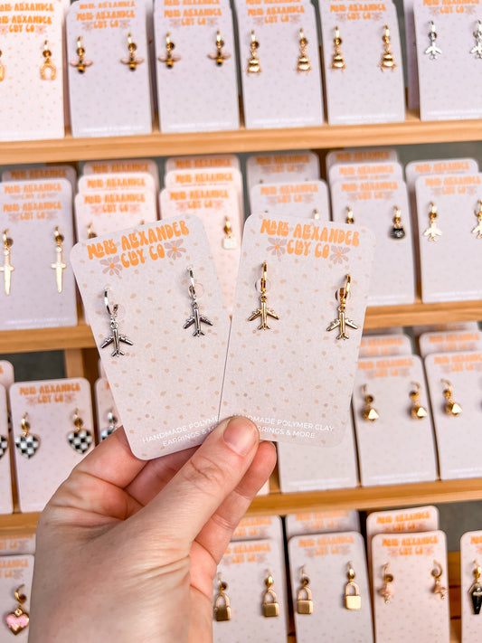 Gold Plated & Silver Airplane Huggies