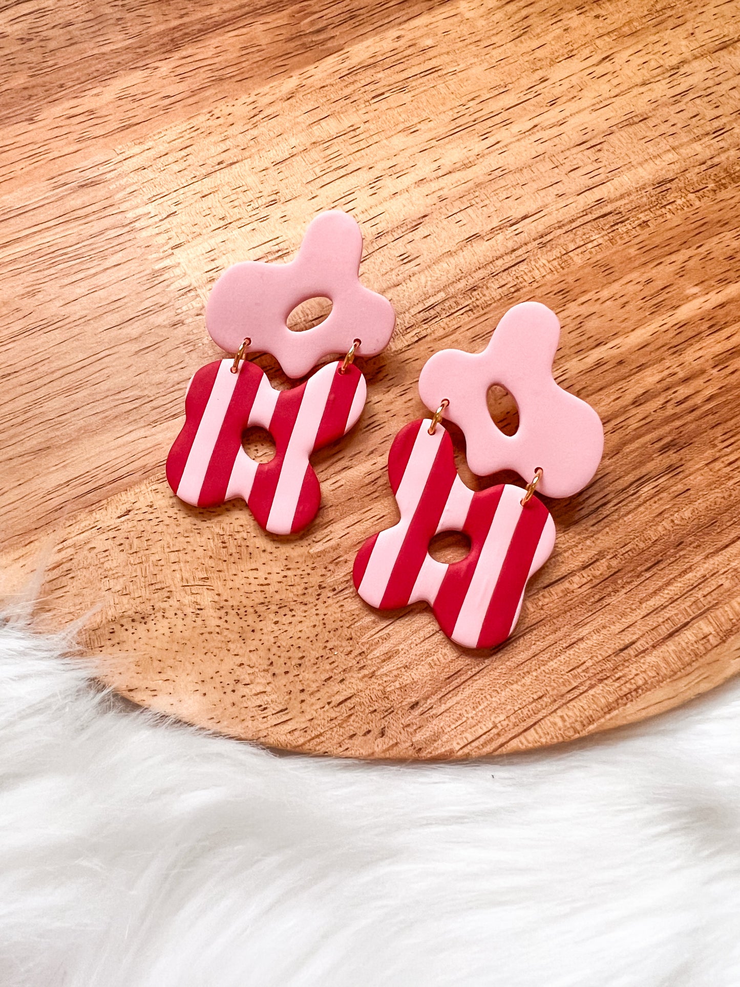 Organic Pink/Red Striped Dangles
