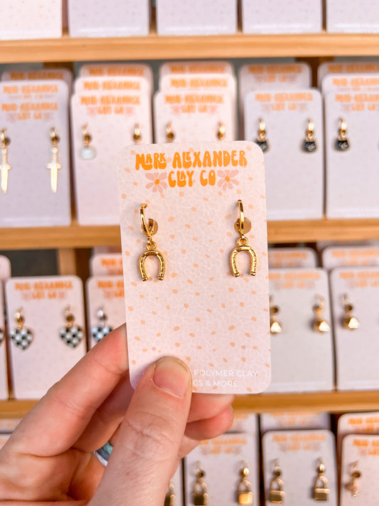 Gold Plated Horseshoe Huggies