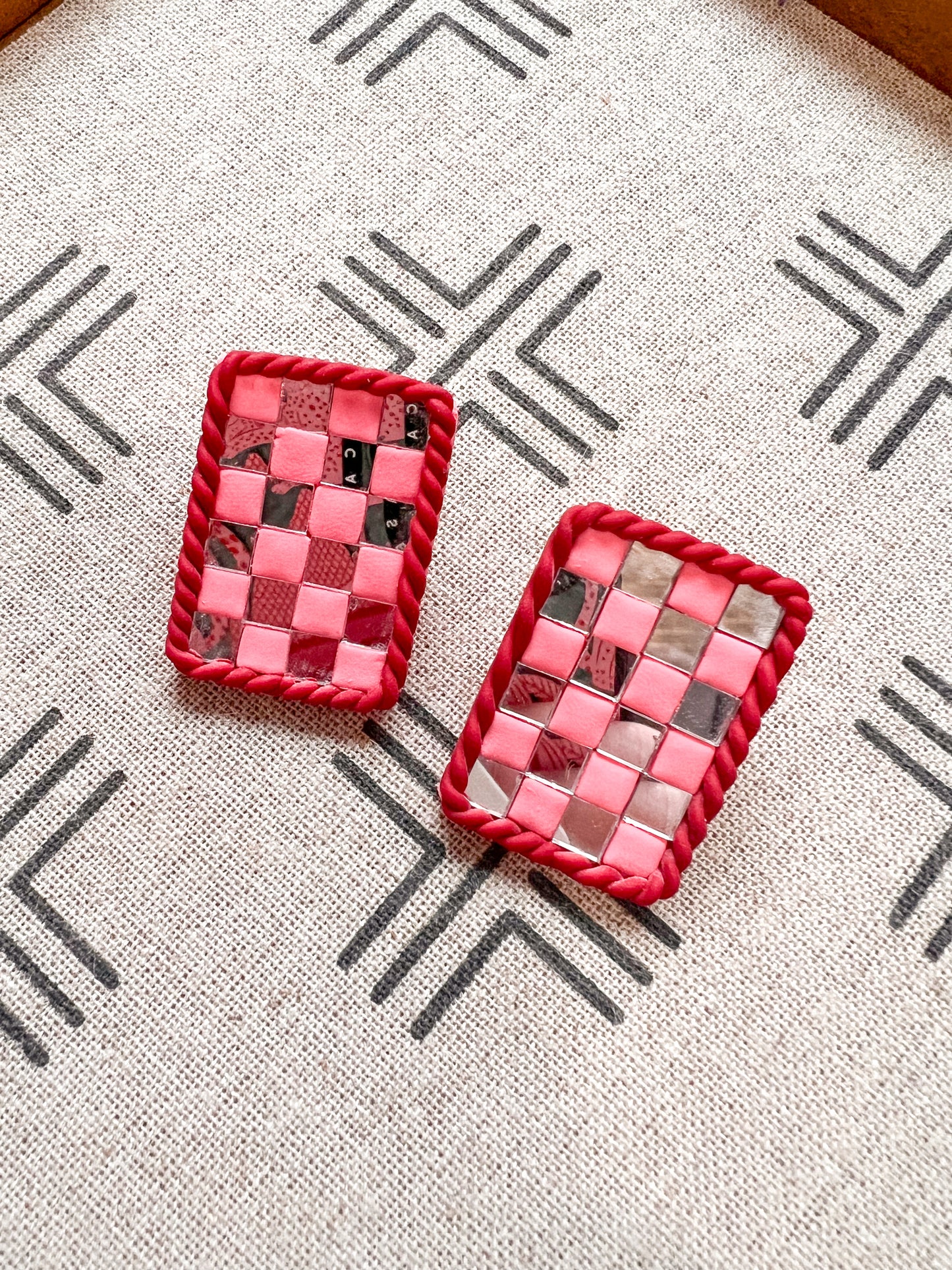 Jumbo Framed Mirror Checker Studs