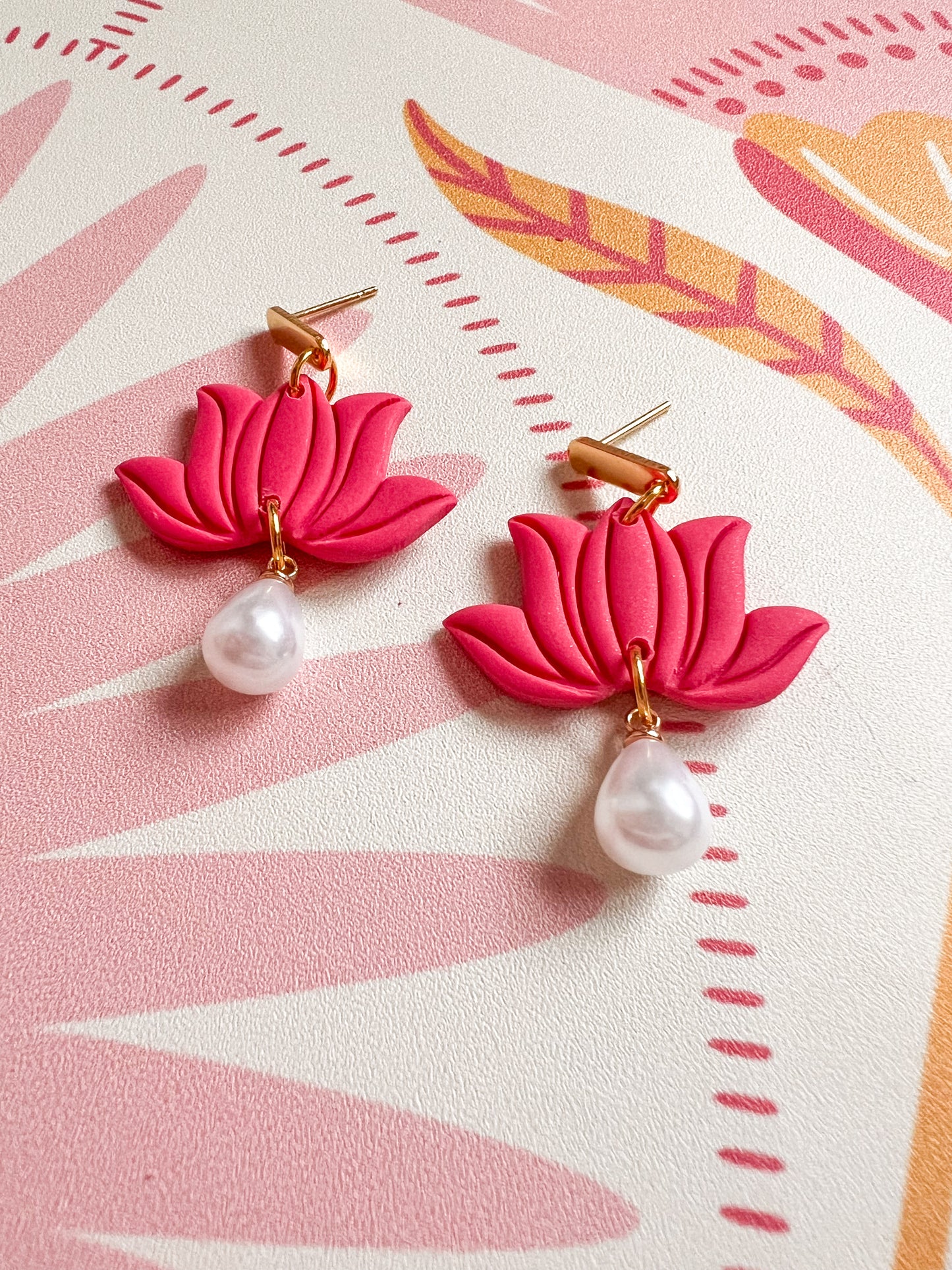 Lotus Pearl Drop Dangles