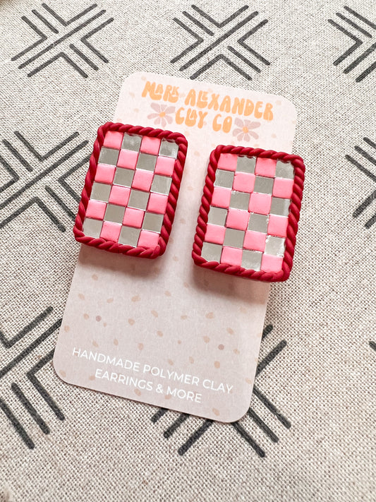 Jumbo Framed Mirror Checker Studs