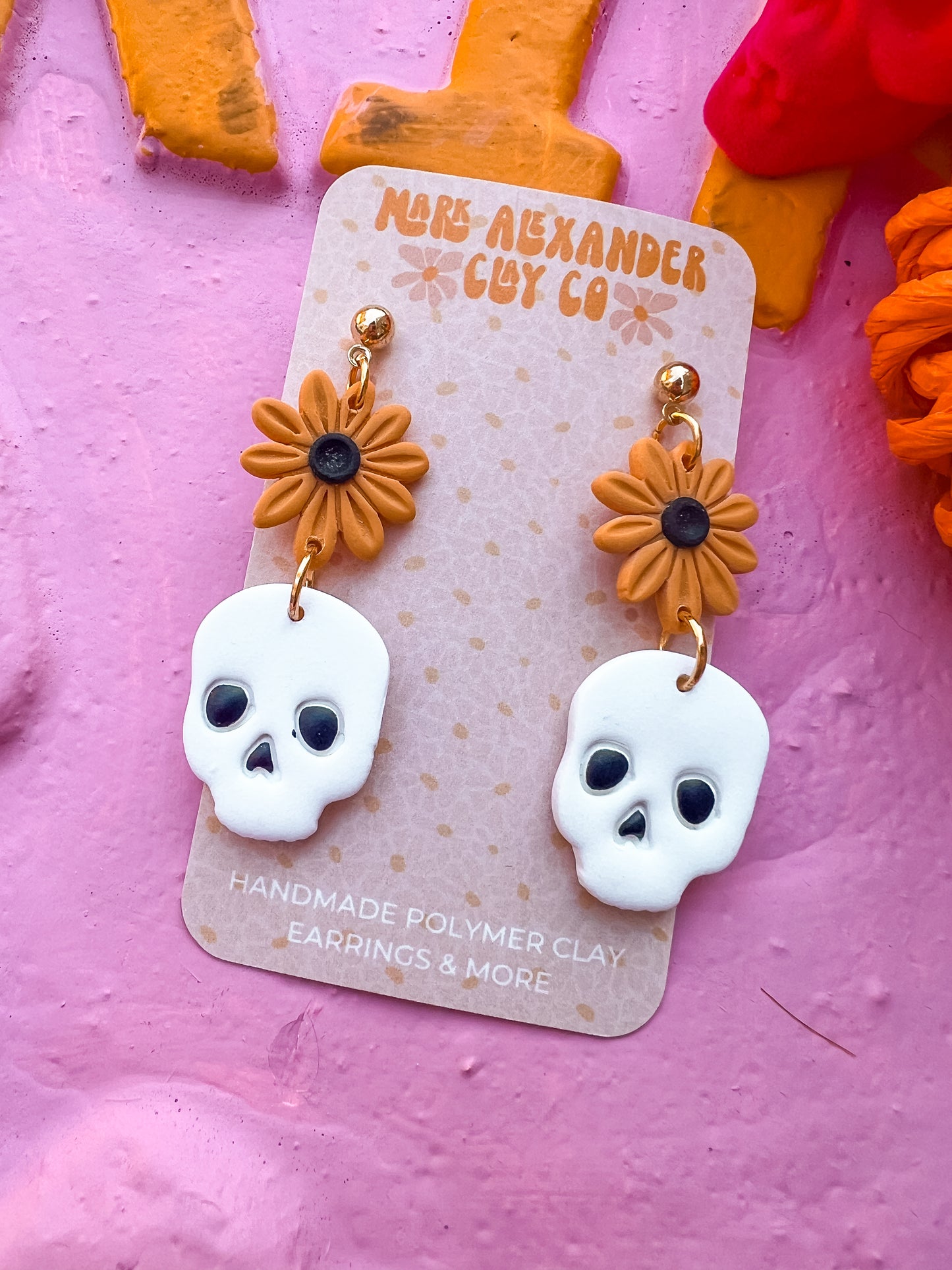 Daisy Skull Dangles
