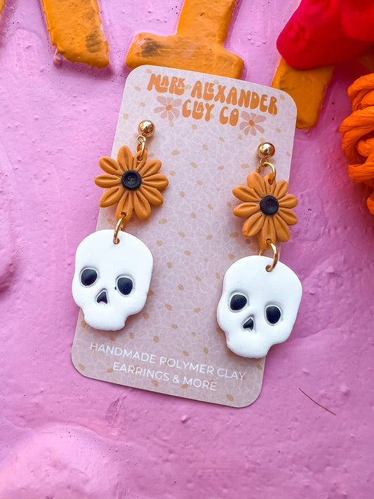 Daisy Skull Dangles