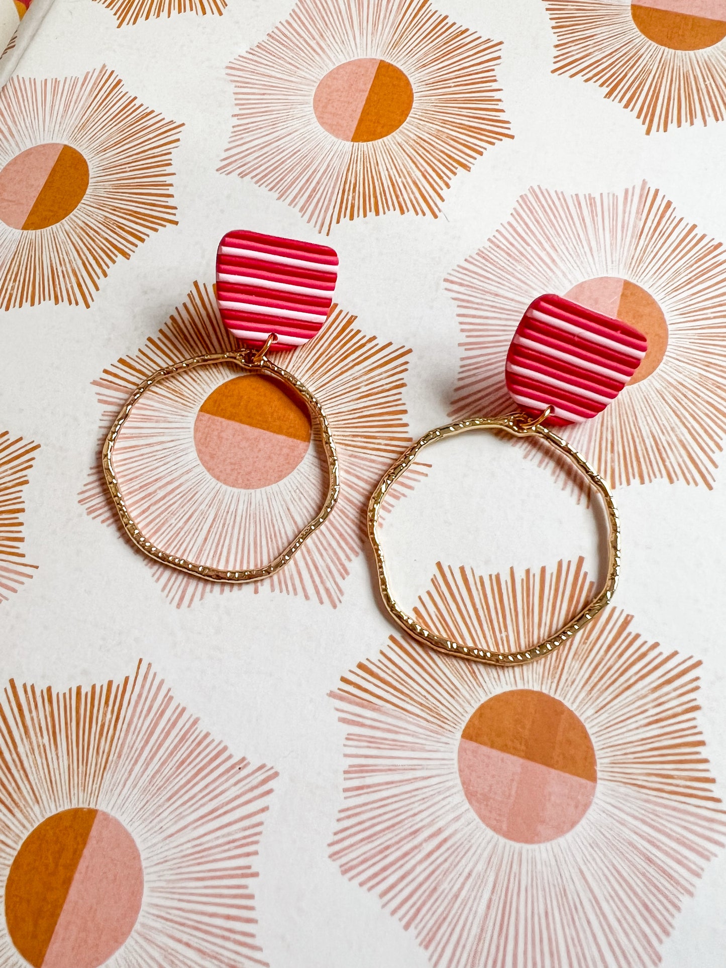Striped Gold Hoop Dangles